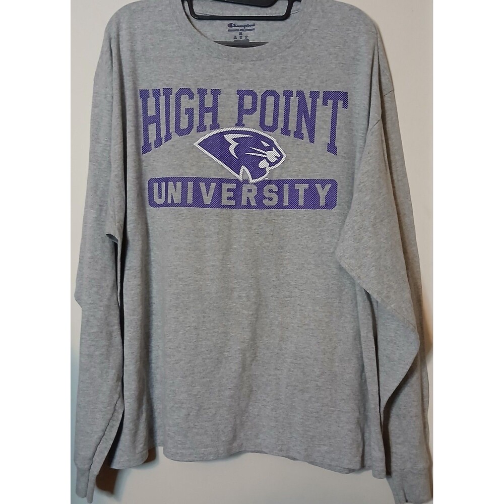 High Point University Shirt Mens XL Champion Panthers Gray Long Sleeve College